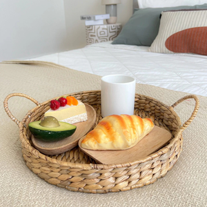 Panier plateau en rotin naturel fait à la main jacinthe d'eau herbe jonc de mer tissé Floral pour salon chambre décoration Viet Nam - Product Image 5