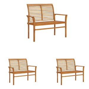 Long banc en bois extérieur chaise de jardin publique 3 places long banc en bois avec dossier - Product Image 6