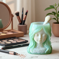 Dumo Fille endormie Bougie Tasse en plâtre Moule en silicone Simulation Fille Bougie parfumée Moule pour tasse DIY Making Cement Cup Flower Pot