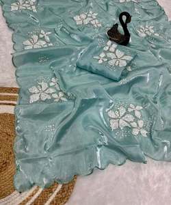 Nouveau saree georgette de créateur avec séquence subtile idéal pour les célébrations traditionnelles saree, sari, shari - Product Image 4