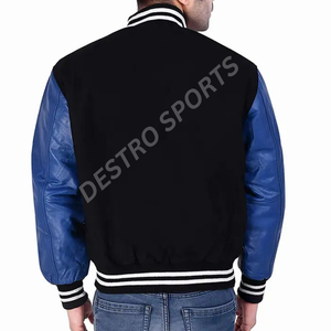 Chaqueta universitaria unisex estilo Letterman de béisbol, 100% algodón, impermeable y cortavientos, para primavera y actividades al aire libre. - Product Image 6
