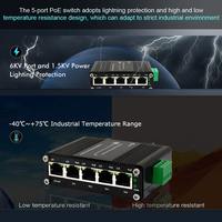 Commutateur Gigabit industriel 5 ports PoE+ 120W -40~80 ° Commutateur PoE robuste 4+1 ports 802.3at pour caméras IP, montage sur rail DIN, IP40