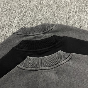 Automne o-cou lavage à l'acide sweat pour hommes épais imprimé tissu polaire lâche XL col rond Streetwear plus solide bouffée à capuche - Product Image 6