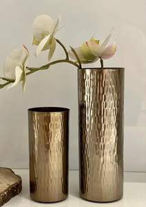 Hammered Finish Aluminum Flower Vase With Gold Plated Adding <b>Character</b> To Coffee Tables Desks And Hotel Lobbies - Product Image 4