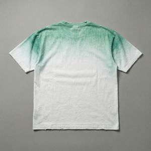 Camiseta informal de algodón para hombre con degradado de color verde a blanco, tejido transpirable, manga corta, cuello redondo, estilo minimalista urbano - Product Image 6