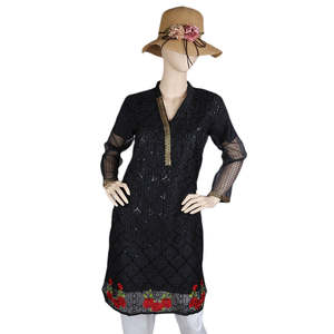 Kurti Bordado Elegante para Mujer - Negro - Product Image 4