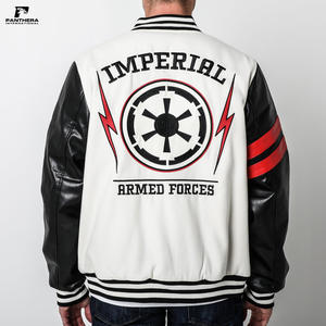 Veste universitaire en laine noire et blanche de haute qualité, col montant, unisexe, nouveau style, tissu brodé, fabricant direct - Product Image 1