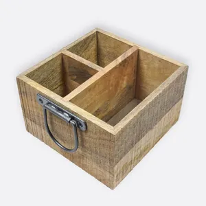 Bamboo TV Remote Box Holder Organizer Office Organization Wood Storage <b>Caddy</b>/Vintage Wooden Desktop Organizer for Living Room - Product Image 1