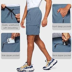 Pantalones cortos para correr de entrenamiento de gimnasio para hombre con bolsillos, pantalones cortos sin costuras elásticos de trabajo informal reflectante para exteriores de Dress Sports - Product Image 4
