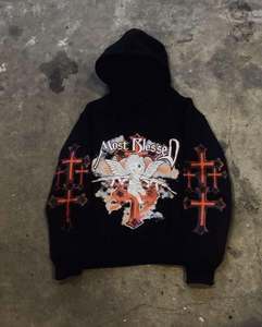 เสื้อฮู้ดดี้ผ้าฟลีซหนานุ่ม 100% คอตตอน ทรงโอเวอร์ไซส์ สไตล์สตรีทแวร์สำหรับฤดูหนาว พร้อมโลโก้พิมพ์ด้านหน้าแบบยูนิเซ็กซ์ที่เป็นมิตรต่อสิ่งแวดล้อม - Product Image 5