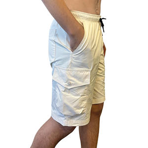 กางเกงขาสั้นผ้าคาร์โก้สำหรับผู้ชายกางเกงขาสั้นสำหรับ380gms ซักแบบลำลองมีเชือกรัดเอวยางยืดกางเกงขาสั้นใส่สบายสีพื้นมีกระเป๋าติดโลโก้ได้ตามต้องการ - Product Image 4