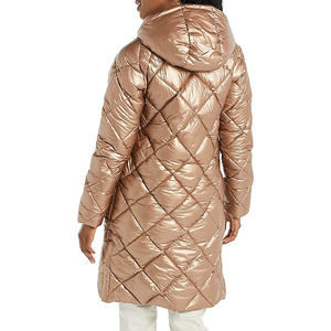 Dernier modèle de veste matelassée longue pour l'hiver pour femmes avec logo personnalisé veste matelassée chaude et rembourrée et manteau pour femmes - Product Image 4