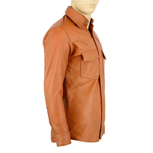 Custom Made Men's Fashion Leather Shirt Leather Fashion Shirt Men,s Leather Shirt Casual Fit High Quality Hot Selling Product - Product Image 2