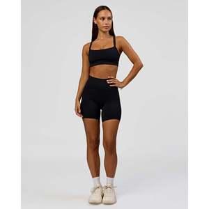 Shorts de Cintura Alta Fusion Bonded para Mujer con 6 Bolsillos - Negro - Product Image 5