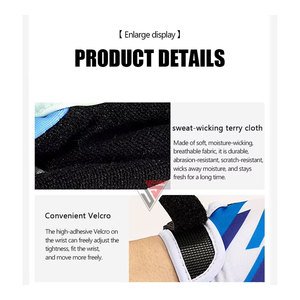 Guante de Ciclismo de medio Dedo de verano personalizado al por mayor, hecho de tela elástica de poliéster, tela de toalla, cuero sintético, acolchados - Product Image 4