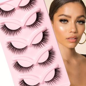 5 Pairs Semi-Hand Made 0.07MM Thickness False Eyelashes-Natural Long Cartoon Eyelashes Wing Tail Design for Eye Extension <b>Lash</b> - Product Image 5