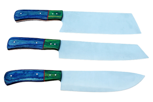 Ensemble de couteaux de chef japonais faits à la main en acier au carbone de haute qualité en acier Damas avec cuir de bois Pakka pour couper les légumes - Product Image 2