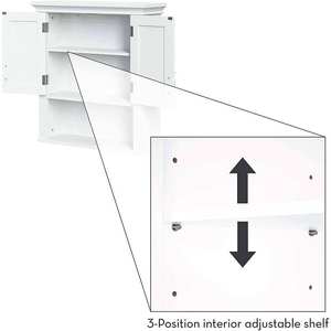 Armoire de cuisine murale moderne à deux portes en bois massif blanc Solution de rangement pour salle de bain - Product Image 5