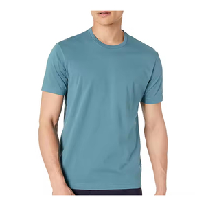2025 Camiseta de algodón para hombre, cuello redondo, camiseta de manga corta informal para gimnasio, entrenamiento, correr, ropa de calle, venta al por mayor en blanco liso - Product Image 1