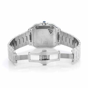 Montre de mode octogonale en quartz moissanite sertie de diamants avec cadran en verre et bracelet en acier inoxydable - Product Image 4