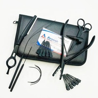 Pince multifonctionnelle professionnelle Micro Link noir mat crochet de boucle de doigt Clips en métal Kit d'aiguilles Extensions de cheveux droites
