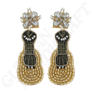 Pendientes de gota con cuentas de arco Gameday Rojo Negro hechos a mano, joyería temática deportiva de declaración ligera para el día del juego - Product Image 5