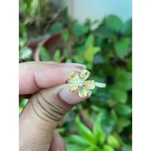 Citrine Floral <b>Ring</b> <b>925</b> Sterling <b>Silver</b> Handmade Flower Gemstone <b>Ring</b> Wholesale Jewelry Supplier - Product Image 3