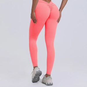 Leggings de course à pied pour femmes Soft Stretchy Compression Quick Dry V Cut Scrunch - Product Image 4