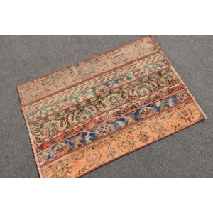 Bohemian Classic Large Area Rectangle Turkish Rug 2.5 X 3.4ft <b>Yellow</b> Vintage Pattern <b>Wool</b> Latex for Teenagers Hallway Use - Product Image 2