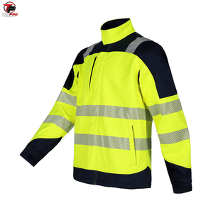 เสื้อแจ็คเก็ตนิรภัยสีเหลืองสะท้อนแสงแบบมีฮู้ด ซิปด้านหน้า ดีไซน์แถบสะท้อนแสง กันน้ำ หนาและอบอุ่น เหมาะสำหรับงานหนัก - Product Image 2