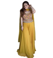 NOUVEAU DESIGNER GEorgette SILK MULTI COLOR PARTY WEAR REAL HAND STITCHED MIRROR WORK CHOLI and PALAZZO
