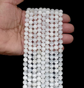 Collar de Cristal Natural, Cuentas de Selenita Lisas, Piedra Roja Pulida, Joyería, Hilo Suelto, Mayorista de Piedras Preciosas para Sanación - Product Image 4