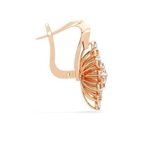 Elegant <b>14K</b> Yellow <b>Gold</b> Round Lab Grown Diamond Cluster <b>Earrings</b> for Women Wedding Engagement Anniversary Gift Jewelry - Product Image 3