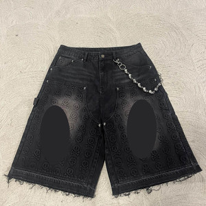 Custom Embroidered <b>Mens</b> Jeans Shorts Summer Casual Durable <b>Stretch</b> Denim Mid Length Comfortable Stylish Design Daily Outdoor - Product Image 2
