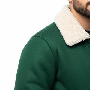 Veste à manches en cuir et en laine pour hommes Manteau d'hiver à la mode Fabricant d'équipement d'origine Conception de logo personnalisé Vêtements d'extérieur Fournisseur de gros - Product Image 5