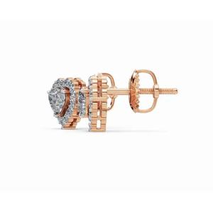 Bijoux en or 9 carats de qualité supérieure, petits clous d'oreilles en forme de cœur avec halo de diamants, bijoux de laboratoire, vente en gros, fournisseur OEM, exportateur B2B - Product Image 6