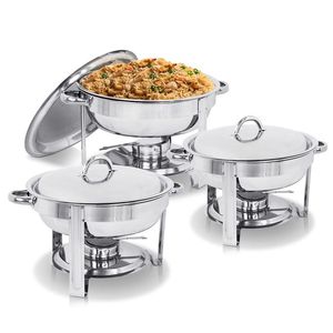 Stainless Steel Chaffing Dish Hotel Restaurant Wedding Banquet Golden Round Stainless Steel Chafing Dishes - Product Image 2