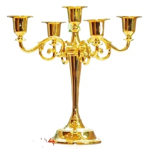 <b>Candlestick</b> 5-Flame Candelabra Custom Color Gold Candelabra Matt Gold Wedding Use Metal Candelabra Decorative 5 Arms Holder - Product Image 3
