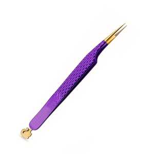Private Label Custom Purple Stainless Steel Anti-magnetic Eyelash <b>Tweezers</b> with Heart Handle and Fiber Grip Pointed Tip - Product Image 6