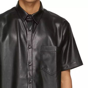 Best Arrival <b>Men's</b> Fashionable Leather <b>Shirt</b> Unique Design Zipper Closure Custom Logo Autumn/<b>Winter</b> Solid Plain Color-Waterproof - Product Image 6