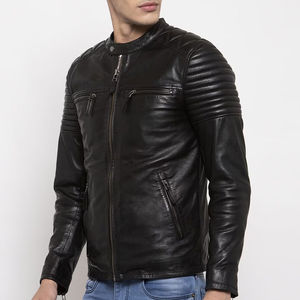 Veste en cuir de marque pure pour hommes, imperméable, look classique, avec col montant, pour l'hiver, nouvelle collection - Product Image 2