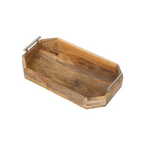 Le plateau est doté d'un plateau à poignée en métal de style industriel offrant une portabilité facile et un contraste moderne avec le plateau en bois naturel - Product Image 5