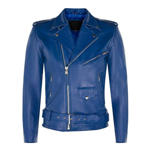 Chaqueta de Cuero Blanca Estilo Moto, Ajustada, para Hombre, con Cierre, Bolsillos con Cremallera, Cintura con Cinturón, Ecológica, Personalizable, ODM (Liso) - Product Image 4