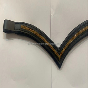 Correa hecha a mano de cuero negro curtido para las cejas, correa de cuero de canal vacío con 2 filas de cadena de cristal brillante dorado - Product Image 6