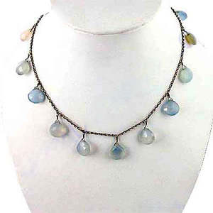 Collier en perles opale goutte d'eau pour femme Art Palace, plaqué argent, tendance, élégant, pierre naturelle, bijoux de fête, cadeau - Product Image 1