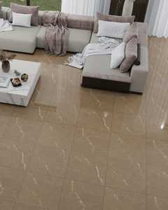 Meilleur prix d'usine Carreaux de sol en porcelaine brillante aspect marbre beige de luxe 600x600 mm Revêtement de sol commercial haut de gamme par Erica - Product Image 3