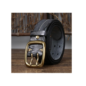 Cinturón de cuero hecho a mano en color negro oscuro marrón vintage y gris diseño único cinturón de cuero puro para uso formal - Product Image 3