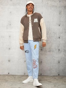 Veste universitaire personnalisée pour hommes avec corps en laine et manches brodées en chenille Vestes de baseball Letterman au tarif de gros - Product Image 3