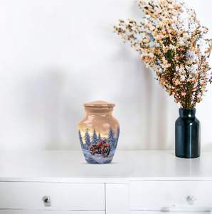 Hermosa urna conmemorativa del cielo para cenizas, urna de recuerdo conmemorativa para cenizas humanas para funeral de bebé, urna naranja majestuosa del cielo, tamaño personalizado - Product Image 3