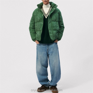 OEM Custom Logo Winter Loose Bubble Down Puffer <b>Corduroy</b> Padded <b>Jacket</b> for <b>Men's</b> - Product Image 4